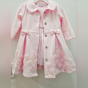 Pink Dress Withh Coat with Floral Details 18th Months.